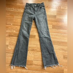 AG Adriano Goldschmied Alexxis Boot Gray Wash Distressed Bottom Women Jeans 26